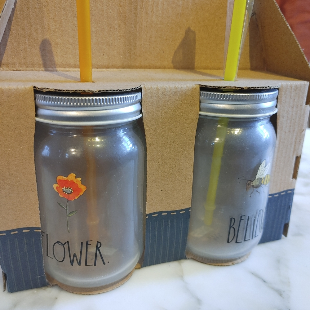 Unused RAE DUNN Set of 15oz. Mason Jars